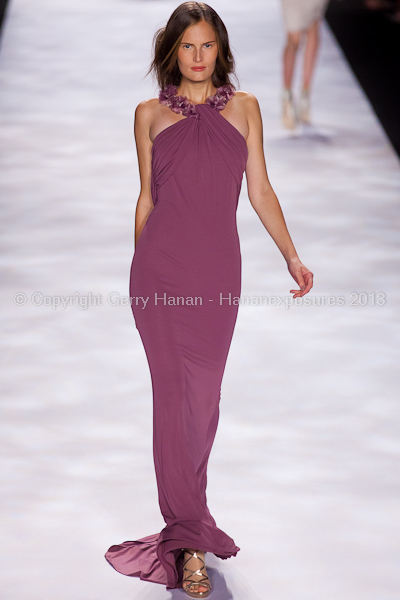 A model on the runway at the Badgley Mischka SS2013 show at New York Mercedes-Benz Fashion Week.