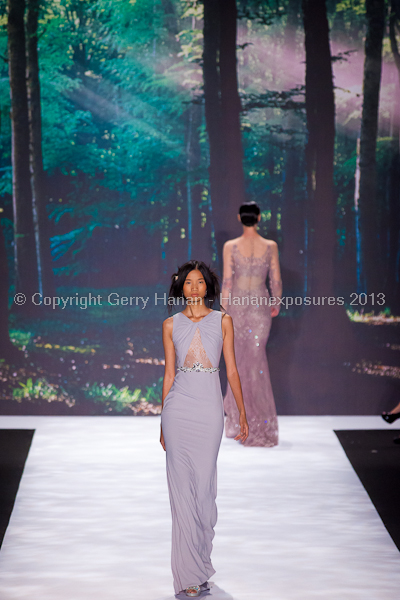 A model on the runway at the Badgley Mischka SS2013 show at New York Mercedes-Benz Fashion Week.