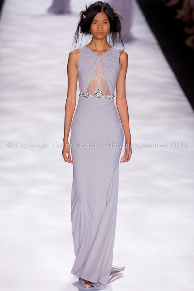 A model on the runway at the Badgley Mischka SS2013 show at New York Mercedes-Benz Fashion Week.