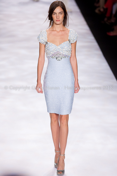 A model on the runway at the Badgley Mischka SS2013 show at New York Mercedes-Benz Fashion Week.