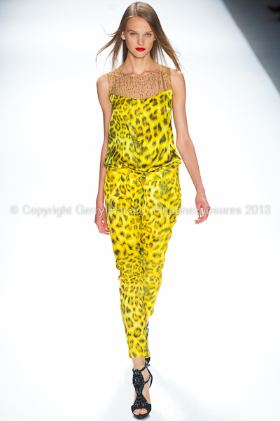 A model on the runway at the Carlos Miele SS2013 show at New York Mercedes-Benz Fashion Week.