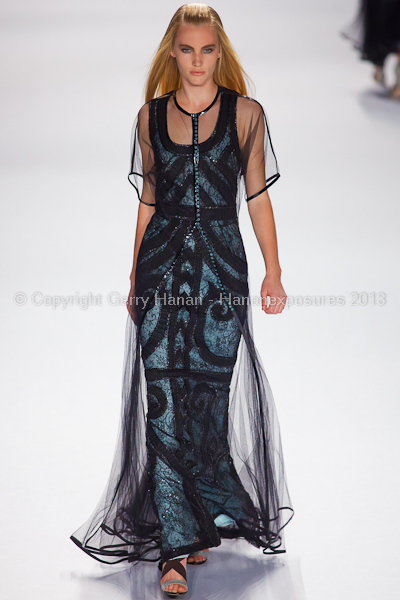 A model on the runway at the Carolina Herrera SS2013 show at New York Mercedes-Benz Fashion Week.