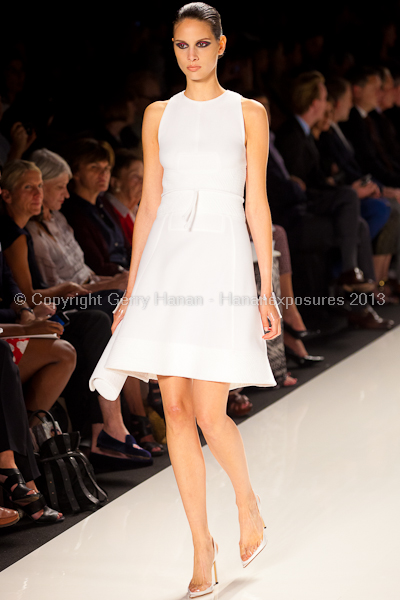 A model on the runway at the Chado Ralph Rucci SS2013 show at New York Mercedes-Benz Fashion Week.