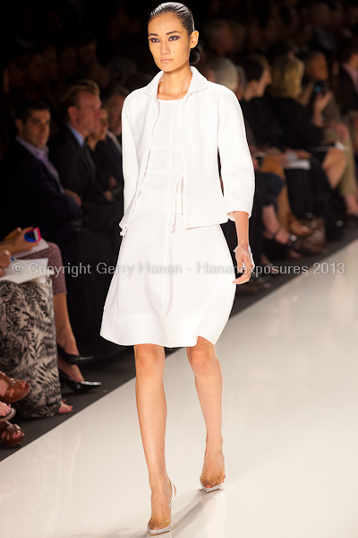 A model on the runway at the Chado Ralph Rucci SS2013 show at New York Mercedes-Benz Fashion Week.