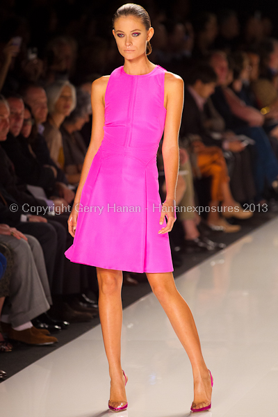 A model on the runway at the Chado Ralph Rucci SS2013 show at New York Mercedes-Benz Fashion Week.