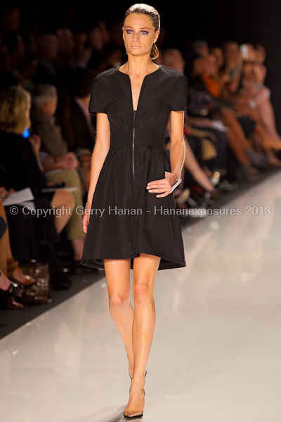 A model on the runway at the Chado Ralph Rucci SS2013 show at New York Mercedes-Benz Fashion Week.