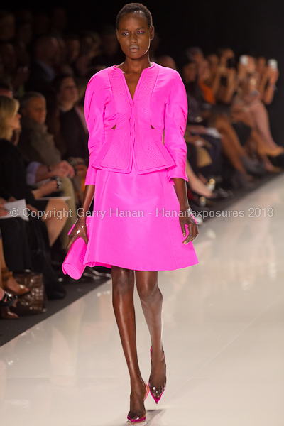 A model on the runway at the Chado Ralph Rucci SS2013 show at New York Mercedes-Benz Fashion Week.