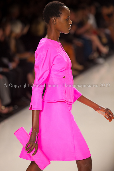 A model on the runway at the Chado Ralph Rucci SS2013 show at New York Mercedes-Benz Fashion Week.