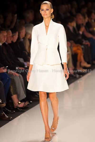 A model on the runway at the Chado Ralph Rucci SS2013 show at New York Mercedes-Benz Fashion Week.