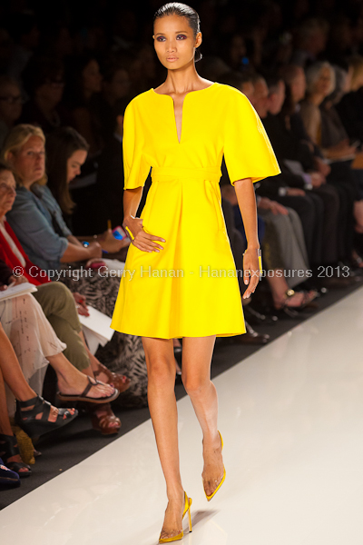 A model on the runway at the Chado Ralph Rucci SS2013 show at New York Mercedes-Benz Fashion Week.