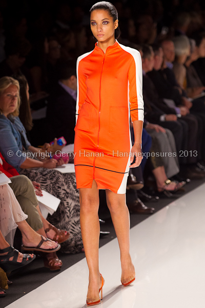 A model on the runway at the Chado Ralph Rucci SS2013 show at New York Mercedes-Benz Fashion Week.