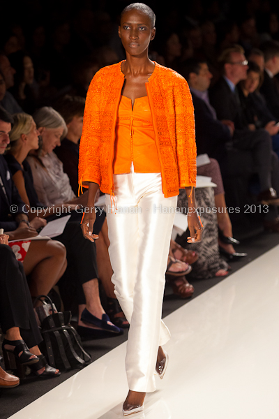 A model on the runway at the Chado Ralph Rucci SS2013 show at New York Mercedes-Benz Fashion Week.