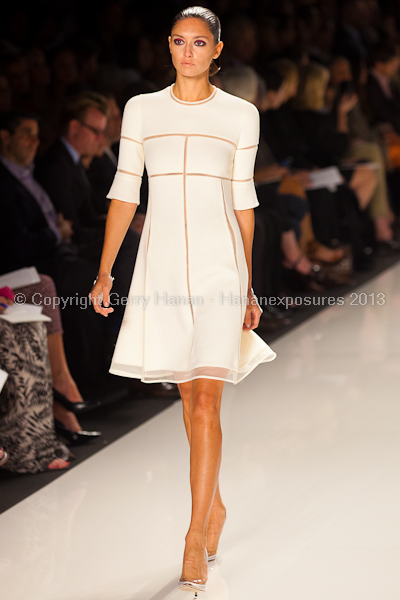 A model on the runway at the Chado Ralph Rucci SS2013 show at New York Mercedes-Benz Fashion Week.