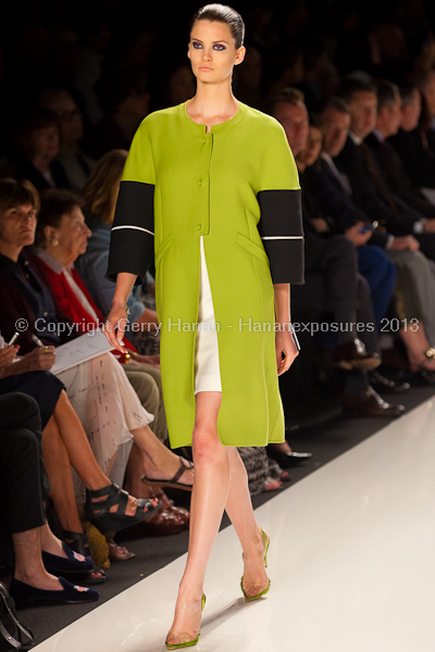 A model on the runway at the Chado Ralph Rucci SS2013 show at New York Mercedes-Benz Fashion Week.