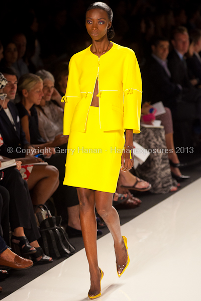 A model on the runway at the Chado Ralph Rucci SS2013 show at New York Mercedes-Benz Fashion Week.