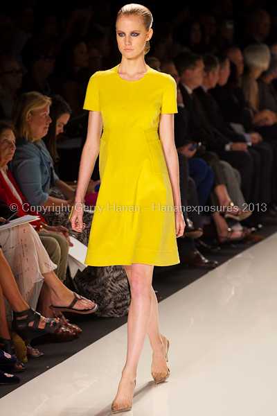 A model on the runway at the Chado Ralph Rucci SS2013 show at New York Mercedes-Benz Fashion Week.