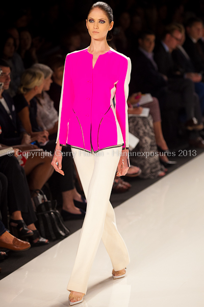 A model on the runway at the Chado Ralph Rucci SS2013 show at New York Mercedes-Benz Fashion Week.