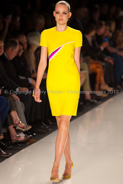 A model on the runway at the Chado Ralph Rucci SS2013 show at New York Mercedes-Benz Fashion Week.