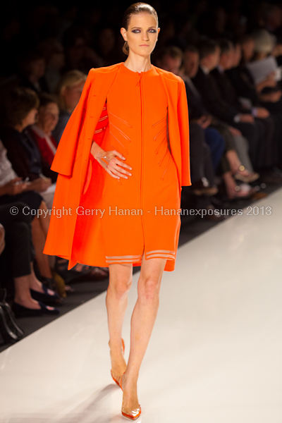 A model on the runway at the Chado Ralph Rucci SS2013 show at New York Mercedes-Benz Fashion Week.