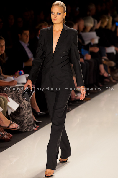 A model on the runway at the Chado Ralph Rucci SS2013 show at New York Mercedes-Benz Fashion Week.