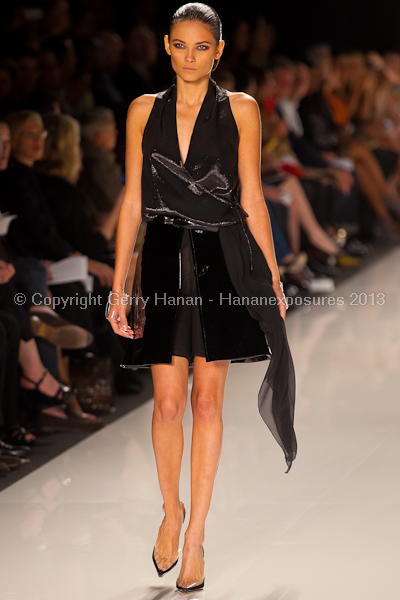 A model on the runway at the Chado Ralph Rucci SS2013 show at New York Mercedes-Benz Fashion Week.