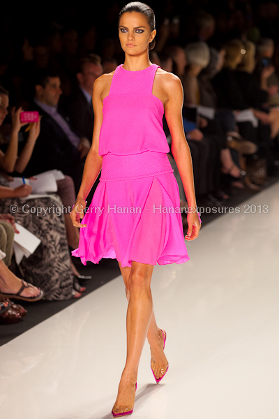 A model on the runway at the Chado Ralph Rucci SS2013 show at New York Mercedes-Benz Fashion Week.