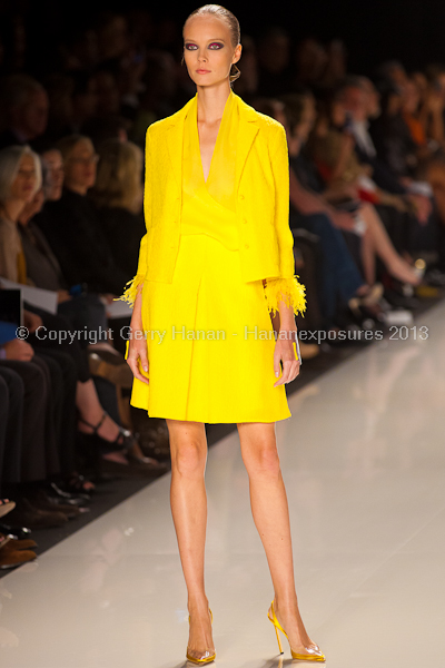 A model on the runway at the Chado Ralph Rucci SS2013 show at New York Mercedes-Benz Fashion Week.