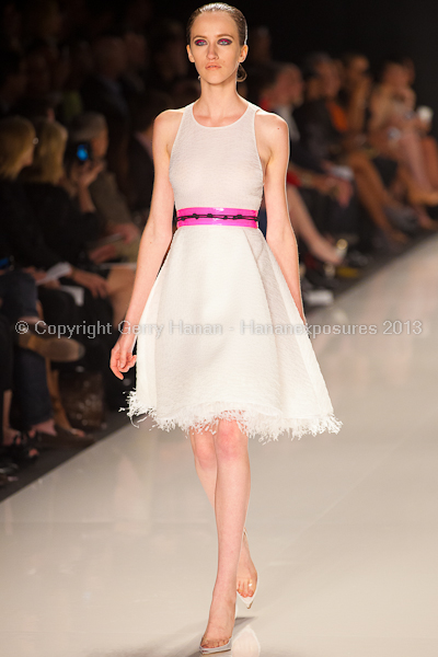 A model on the runway at the Chado Ralph Rucci SS2013 show at New York Mercedes-Benz Fashion Week.