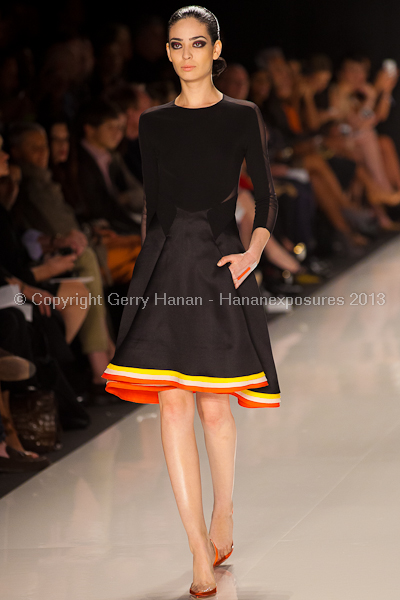 A model on the runway at the Chado Ralph Rucci SS2013 show at New York Mercedes-Benz Fashion Week.