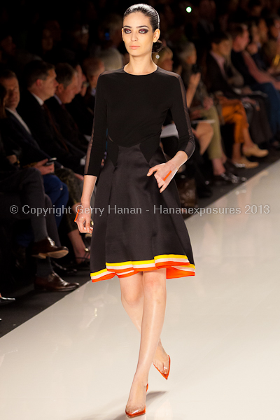 A model on the runway at the Chado Ralph Rucci SS2013 show at New York Mercedes-Benz Fashion Week.