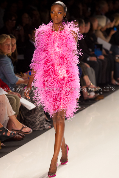 A model on the runway at the Chado Ralph Rucci SS2013 show at New York Mercedes-Benz Fashion Week.