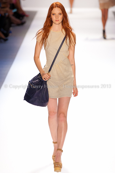 A model on the runway at the Charlotte Ronson SS2013 show at New York Mercedes-Benz Fashion Week.