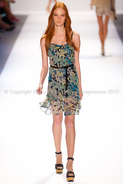 A model on the runway at the Charlotte Ronson SS2013 show at New York Mercedes-Benz Fashion Week.