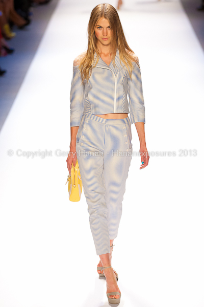 A model on the runway at the Charlotte Ronson SS2013 show at New York Mercedes-Benz Fashion Week.