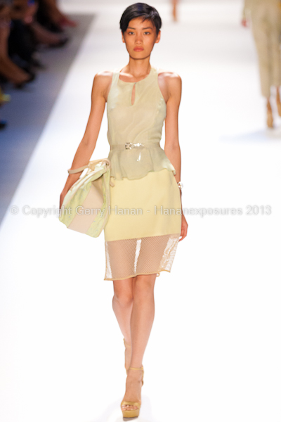 A model on the runway at the Charlotte Ronson SS2013 show at New York Mercedes-Benz Fashion Week.