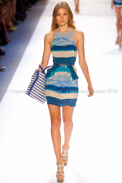 A model on the runway at the Charlotte Ronson SS2013 show at New York Mercedes-Benz Fashion Week.