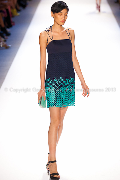 A model on the runway at the Charlotte Ronson SS2013 show at New York Mercedes-Benz Fashion Week.