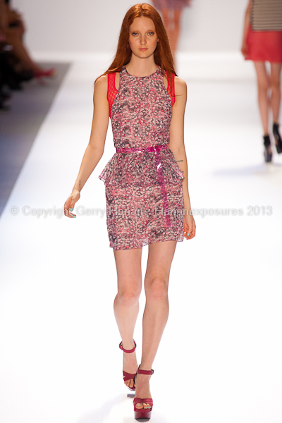 A model on the runway at the Charlotte Ronson SS2013 show at New York Mercedes-Benz Fashion Week.