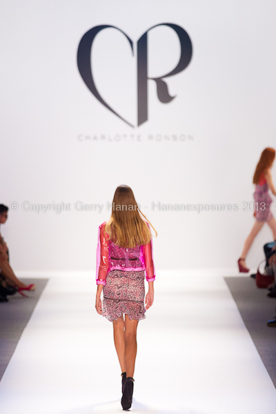 A model on the runway at the Charlotte Ronson SS2013 show at New York Mercedes-Benz Fashion Week.