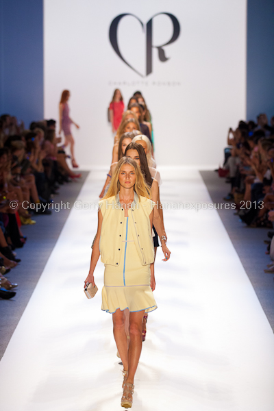 A model on the runway at the Charlotte Ronson SS2013 show at New York Mercedes-Benz Fashion Week.