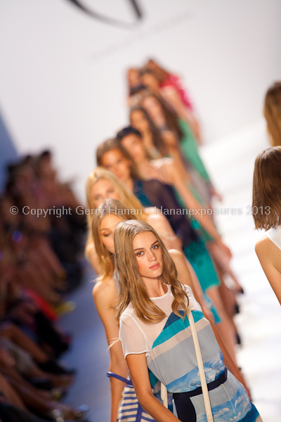 A model on the runway at the Charlotte Ronson SS2013 show at New York Mercedes-Benz Fashion Week.