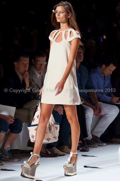 A model on the runway at the Diane Von Furstenberg SS2013 show at New York Mercedes-Benz Fashion Week.