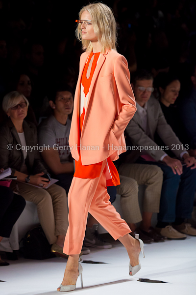 A model on the runway at the Diane Von Furstenberg SS2013 show at New York Mercedes-Benz Fashion Week.