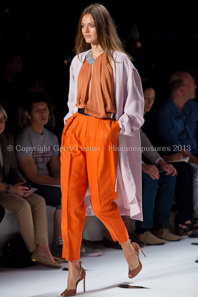 A model on the runway at the Diane Von Furstenberg SS2013 show at New York Mercedes-Benz Fashion Week.