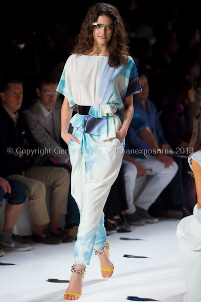 A model on the runway at the Diane Von Furstenberg SS2013 show at New York Mercedes-Benz Fashion Week.