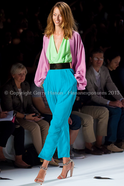 A model on the runway at the Diane Von Furstenberg SS2013 show at New York Mercedes-Benz Fashion Week.