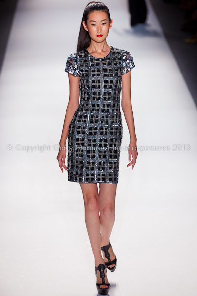 A model on the runway at the Farah Angsana SS2013 show at New York Mercedes-Benz Fashion Week.