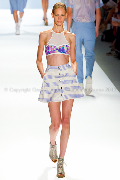 A model on the runway at the Richard Chai SS2013 show during New York Mercedes-Benz Fashion Week.