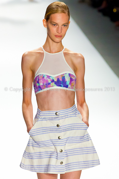 A model on the runway at the Richard Chai SS2013 show during New York Mercedes-Benz Fashion Week.