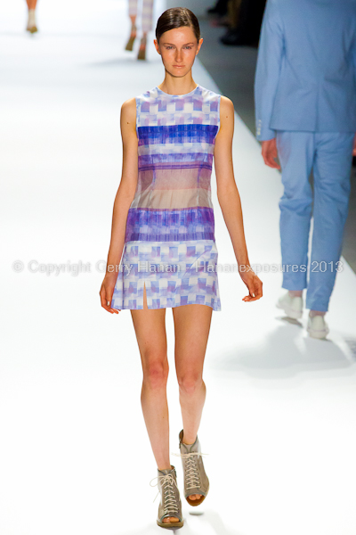 A model on the runway at the Richard Chai SS2013 show during New York Mercedes-Benz Fashion Week.